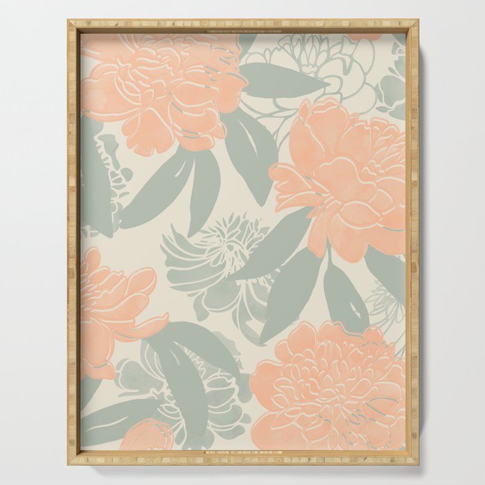 Modern floral blooms P3 Serving Tray Gallery Image 1