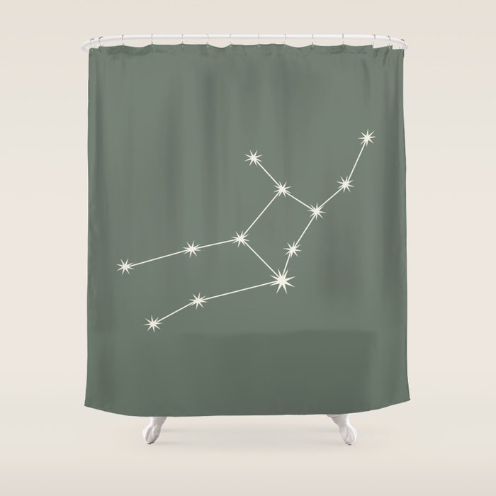Virgo Zodiac Star Constellation Line Art Sage Shower Curtain Gallery Image 1
