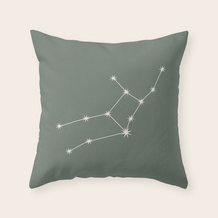 Virgo Zodiac Star Constellation Line Art Sage Throw Pillow Gallery Image 6