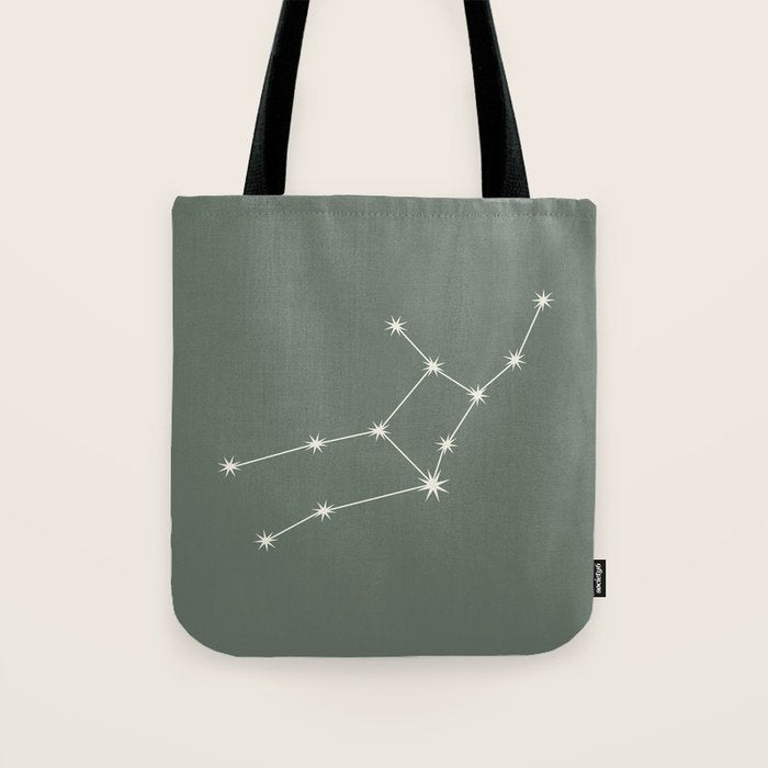 Virgo Zodiac Star Constellation Line Art Sage Tote Bag Gallery Image 1