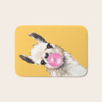 Bubble Gum Sneaky Llama in Yellow Bath Mat Gallery Image 1