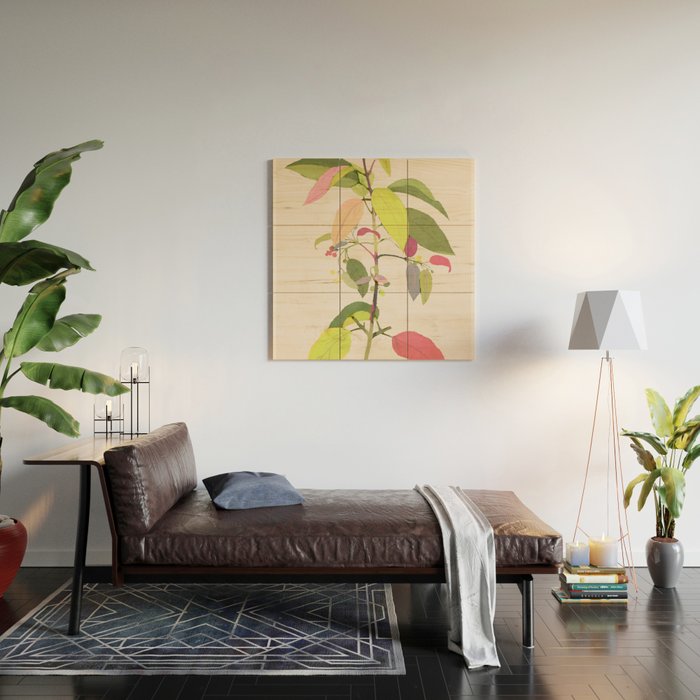 Colorful Plant Wood Wall Art Gallery Image 2