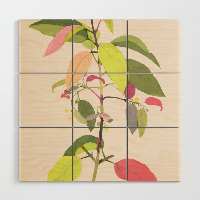 Colorful Plant Wood Wall Art Gallery Image 1