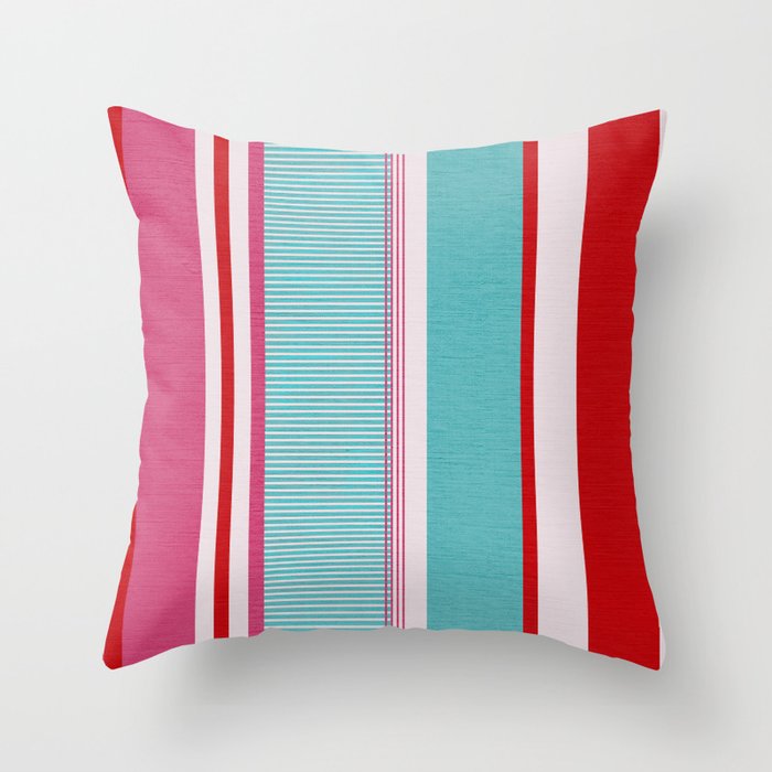 Bold Color Play Pink And Turquoise Stripes Throw Pillow Gallery Image 6