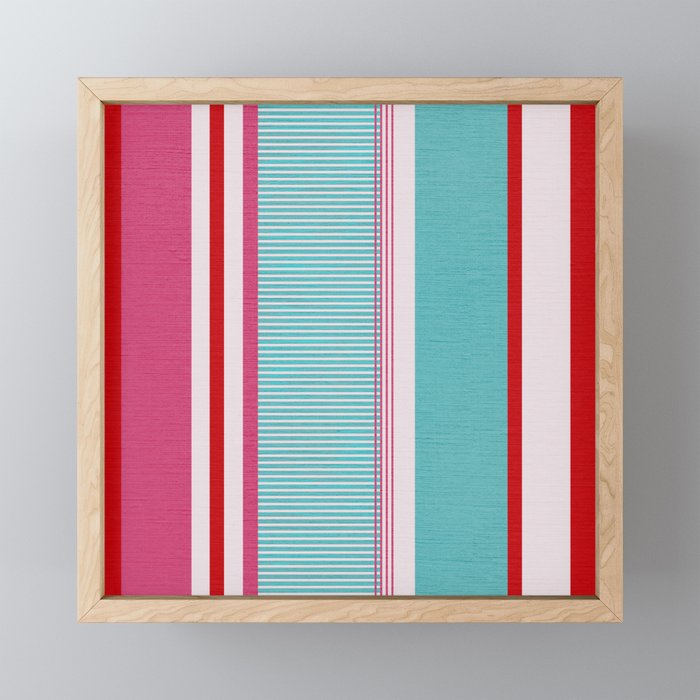 Bold Color Play Pink And Turquoise Stripes Mini Art Print Gallery Image 1