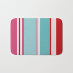 Bold Color Play Pink And Turquoise Stripes Bath Mat Gallery Image 1