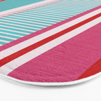 Bold Color Play Pink And Turquoise Stripes Bath Mat Gallery Image 3