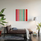 Bold Color Play Pink And Turquoise Stripes Wood Wall Art Gallery Image 2