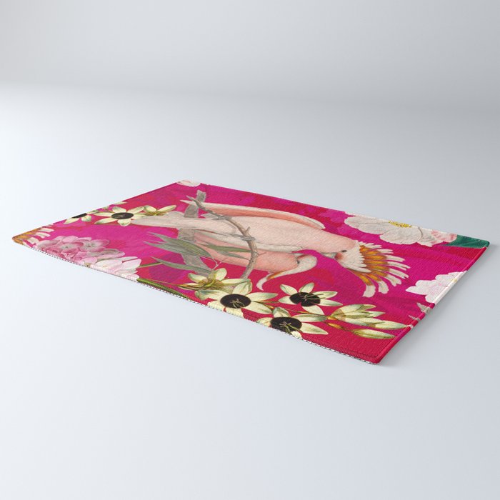 Vintage & Shabby Chic - Tropical Bird Flower Garden Rug Gallery Image 3