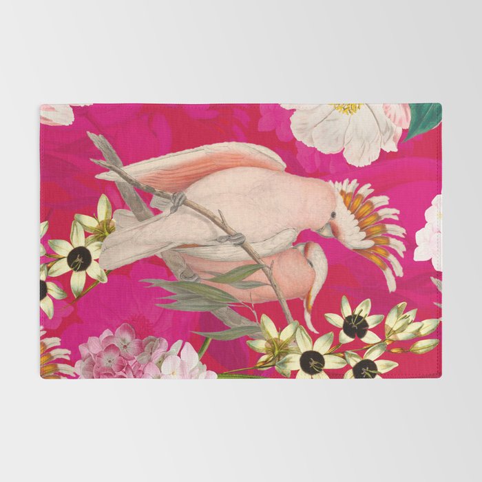 Vintage & Shabby Chic - Tropical Bird Flower Garden Rug Gallery Image 2