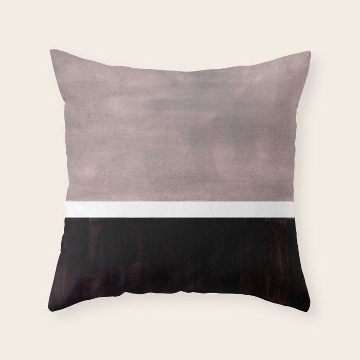 Mid Century Modern Minimalist Art Colorblock Rothko Inspired Squares Grey and Black Simple Abstract Throw Pillow Gallery Image 1