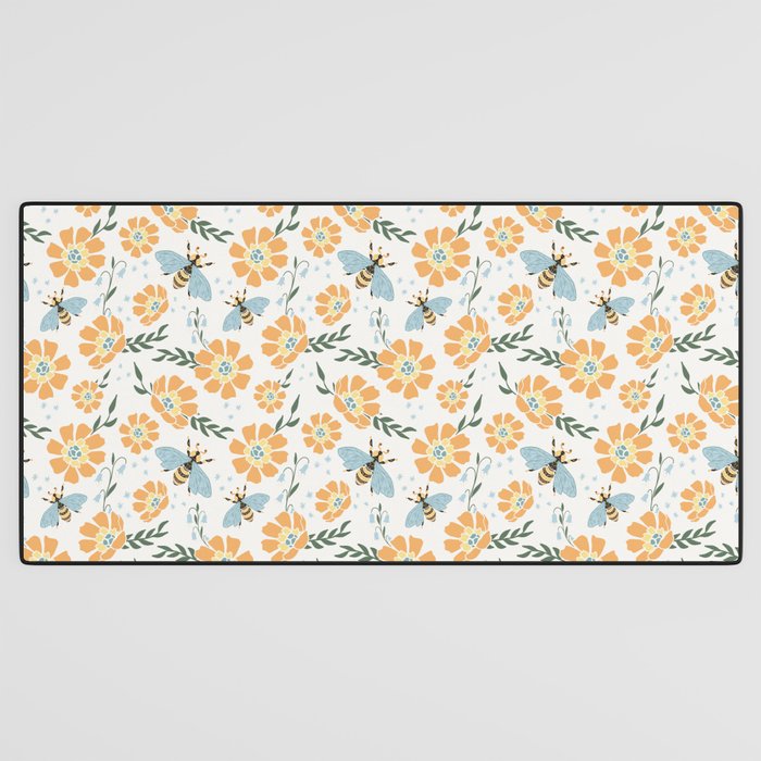 Honey Bees and Orange Flowers Desk Mat Gallery Image 3