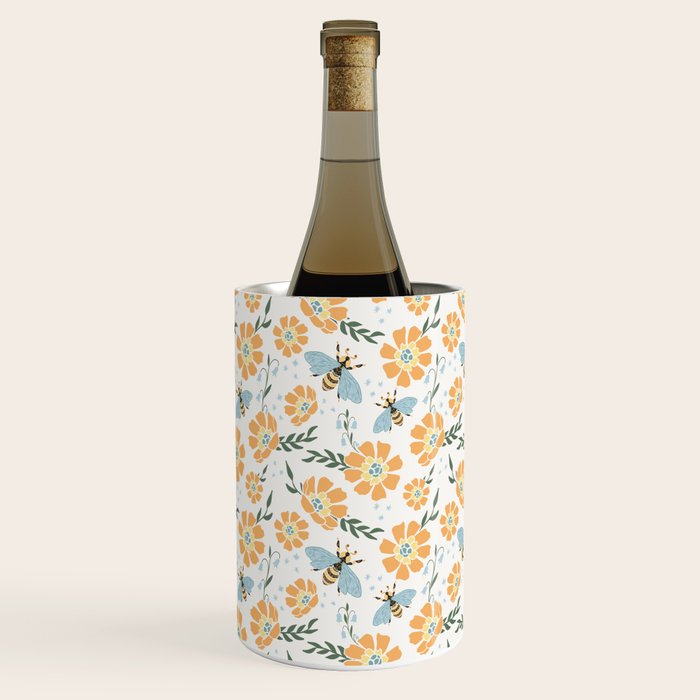 Honey Bees and Orange Flowers Wine Chiller Gallery Image 1