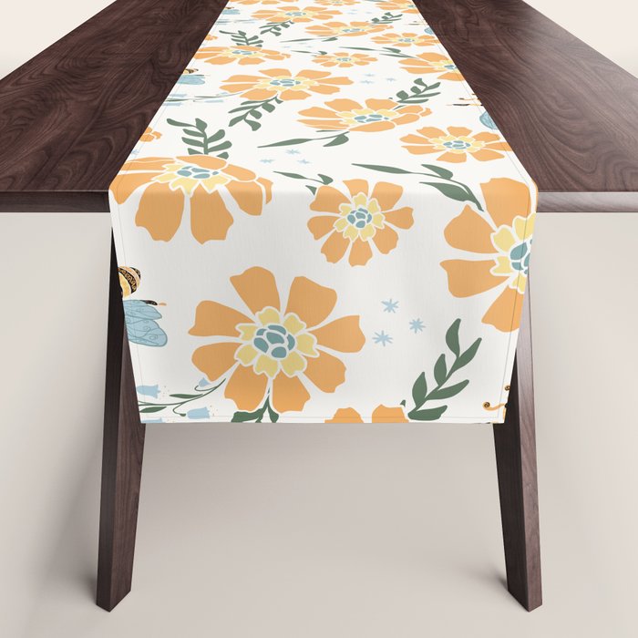 Honey Bees and Orange Flowers Table Runner Gallery Image 1