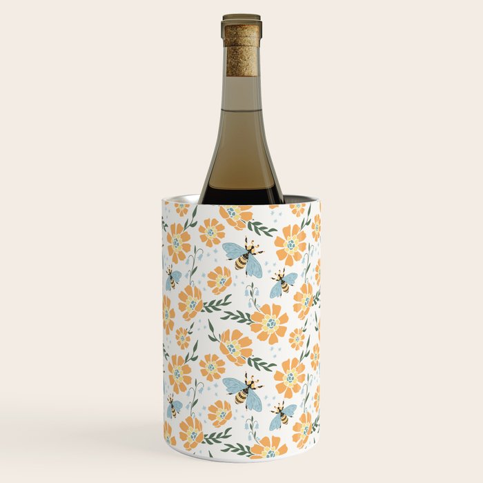 Honey Bees and Orange Flowers Wine Chiller Gallery Image 2