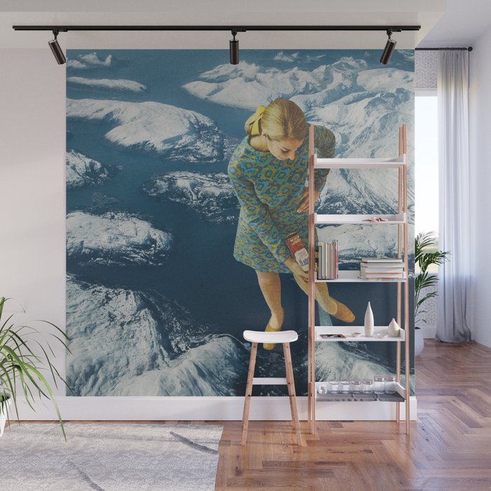 Spraying snow on the mountains Wall Mural Gallery Image 1