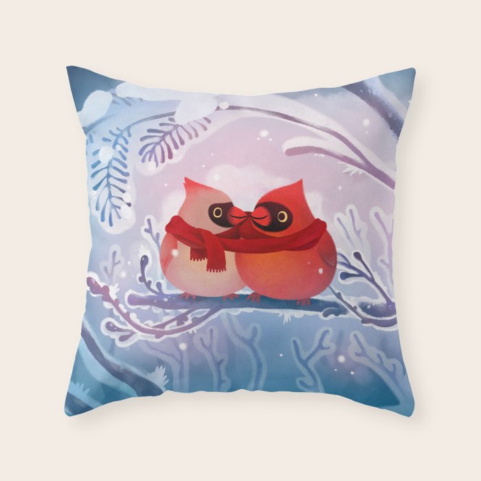 winter lovers Throw Pillow Gallery Image 1