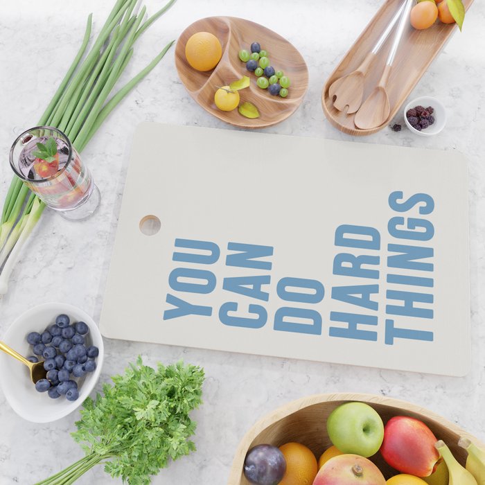 You Can Do Hard Things Cream & Blue Cutting Board Gallery Image 2