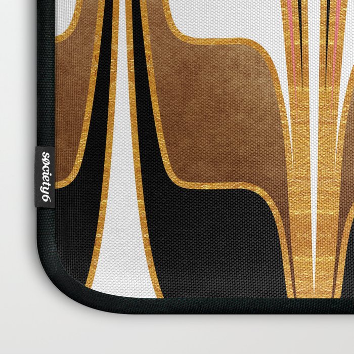 Mid Century Modern Liquid Watercolor Abstract / Faux Gold, Blush Pink, Brown, Black, White / V1 Laptop Sleeve Gallery Image 3
