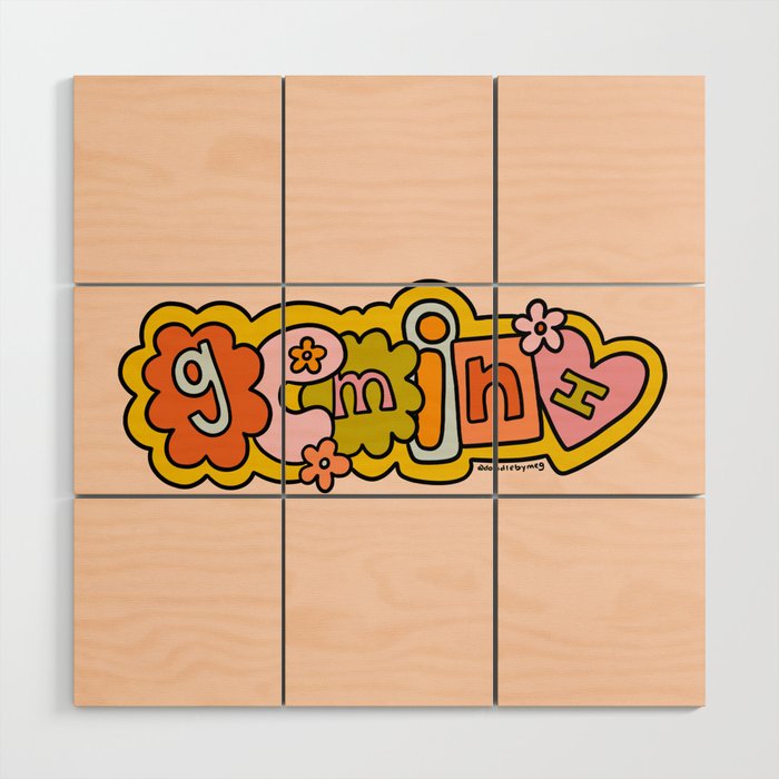 Gemini Doodle Letters Wood Wall Art Gallery Image 1