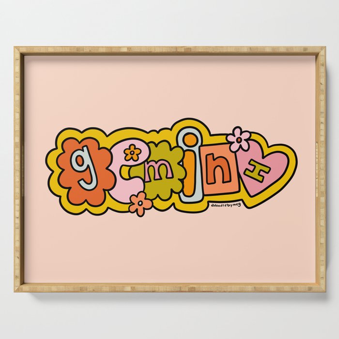 Gemini Doodle Letters Serving Tray Gallery Image 1