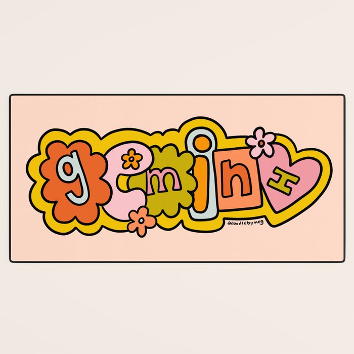 Gemini Doodle Letters Desk Mat Gallery Image 3