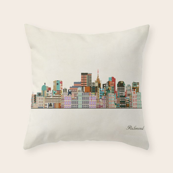 richmond virginia skyline Throw Pillow Gallery Image 6