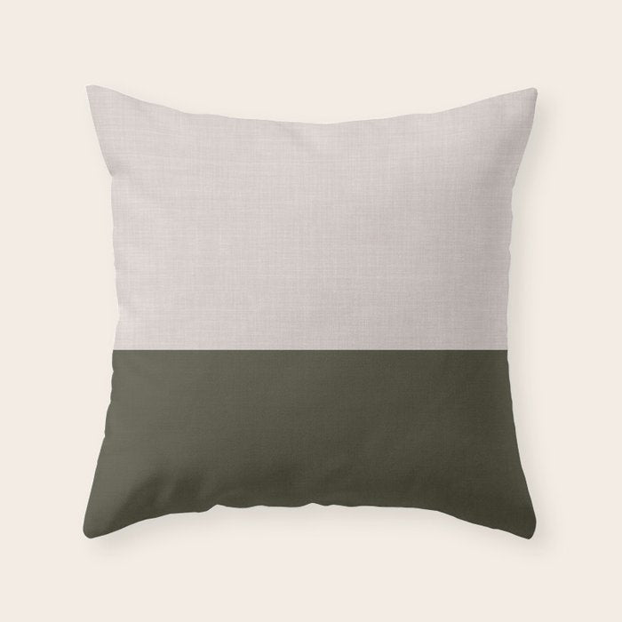 Linen Duo (Beige & Olive) Throw Pillow Gallery Image 1