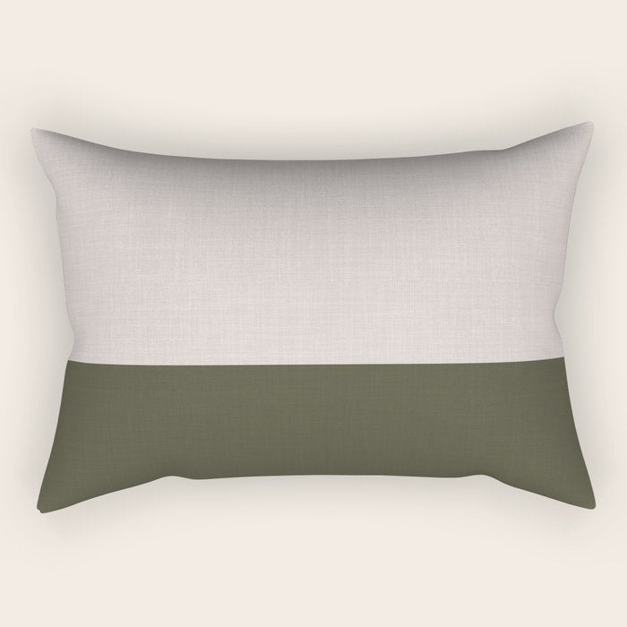 Linen Duo (Beige & Olive) Rectangular Pillow Gallery Image 1