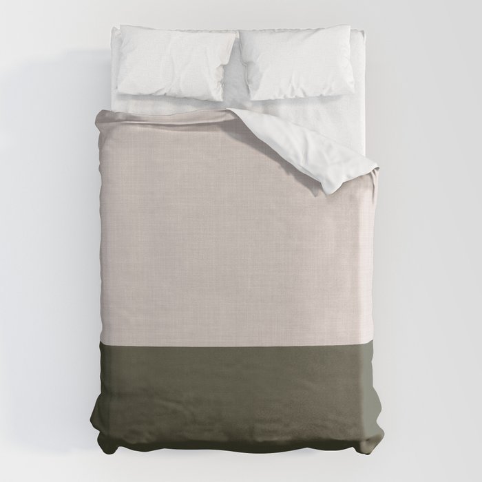 Linen Duo (Beige & Olive) Duvet Cover Gallery Image 1
