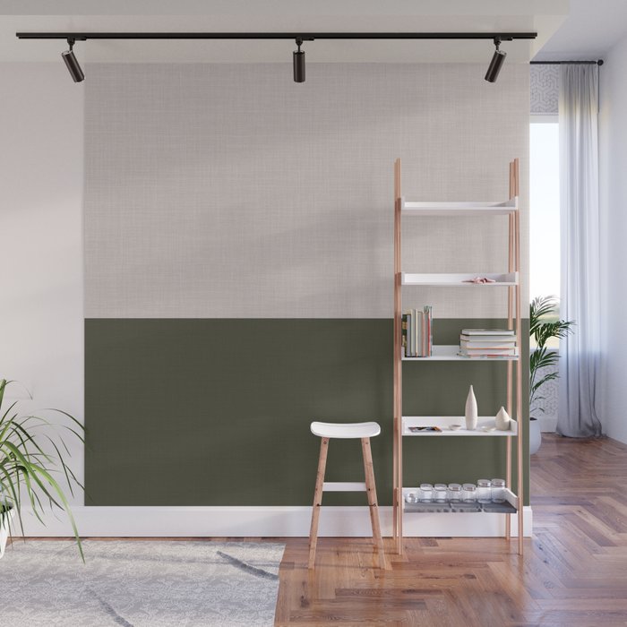 Linen Duo (Beige & Olive) Wall Mural Gallery Image 1