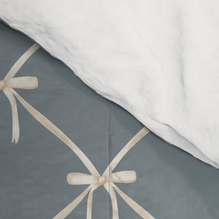 Bows & Ribbons Pattern LXI Neutral Grey Comforter Gallery Image 4