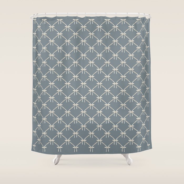 Bows & Ribbons Pattern LXI Neutral Grey Shower Curtain Gallery Image 1