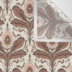 Mocha Mousse Art Deco Floral Vintage Symmetrical Botanical Pattern Wall Tapestry Gallery Image 3