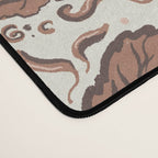 Mocha Mousse Art Deco Floral Vintage Symmetrical Botanical Pattern Desk Mat Gallery Image 4