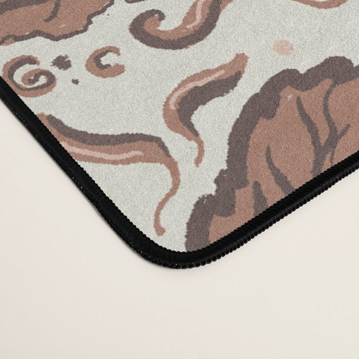 Mocha Mousse Art Deco Floral Vintage Symmetrical Botanical Pattern Desk Mat Gallery Image 4
