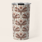 Mocha Mousse Art Deco Floral Vintage Symmetrical Botanical Pattern Travel Mug Gallery Image 1