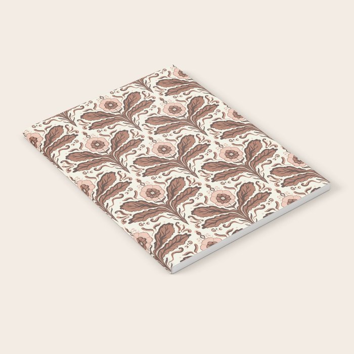 Mocha Mousse Art Deco Floral Vintage Symmetrical Botanical Pattern Notebook Gallery Image 2