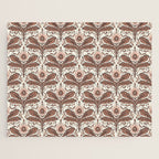 Mocha Mousse Art Deco Floral Vintage Symmetrical Botanical Pattern Jigsaw Puzzle Gallery Image 1