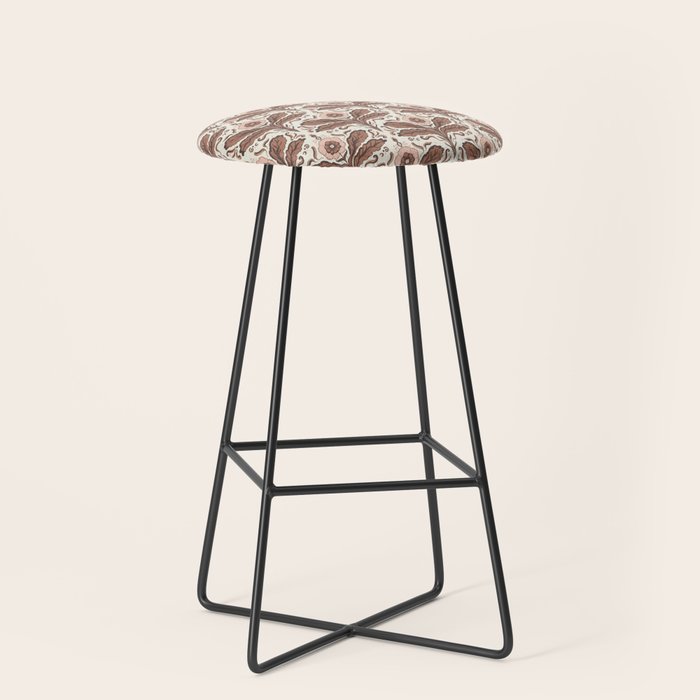 Mocha Mousse Art Deco Floral Vintage Symmetrical Botanical Pattern Stool Gallery Image 1