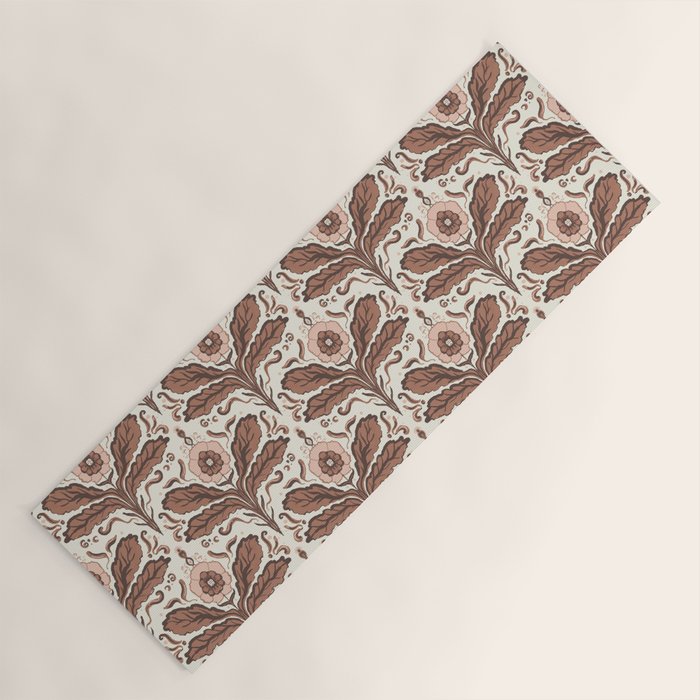 Mocha Mousse Art Deco Floral Vintage Symmetrical Botanical Pattern Yoga Mat Gallery Image 1