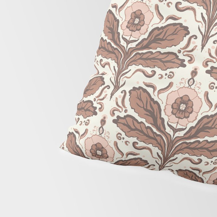 Mocha Mousse Art Deco Floral Vintage Symmetrical Botanical Pattern Pillow Sham Gallery Image 4