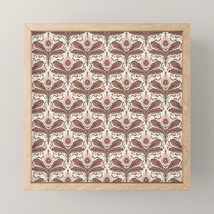 Mocha Mousse Art Deco Floral Vintage Symmetrical Botanical Pattern Mini Art Print Gallery Image 1