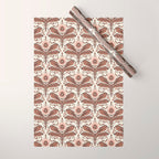 Mocha Mousse Art Deco Floral Vintage Symmetrical Botanical Pattern Wrapping Paper Gallery Image 1