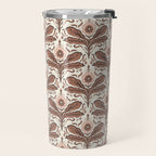 Mocha Mousse Art Deco Floral Vintage Symmetrical Botanical Pattern Travel Mug Gallery Image 2