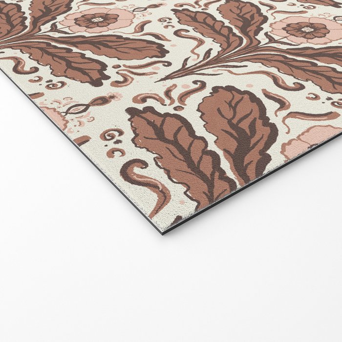 Mocha Mousse Art Deco Floral Vintage Symmetrical Botanical Pattern Welcome Mat Gallery Image 2