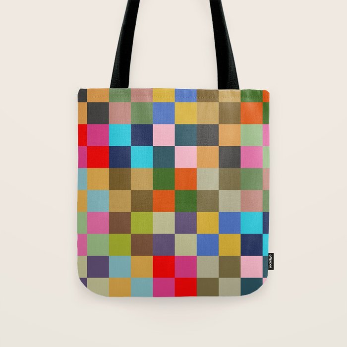 Colorful Checkerboard Tote Bag Gallery Image 1