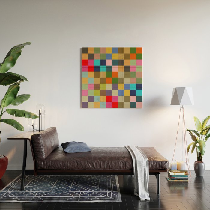 Colorful Checkerboard Wood Wall Art Gallery Image 2