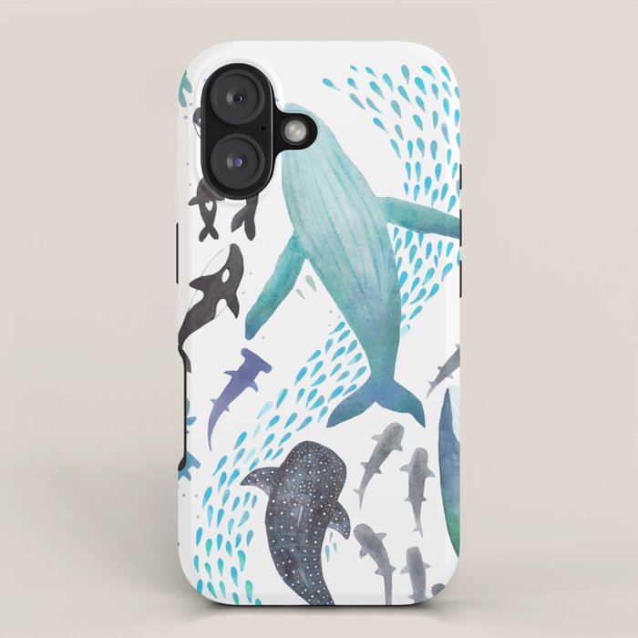 Sharks, Humpback Whales, Orcas & Turtles Ocean Play Print iPhone Case Gallery Image 1