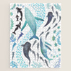 Sharks, Humpback Whales, Orcas & Turtles Ocean Play Print Jigsaw Puzzle Gallery Image 1